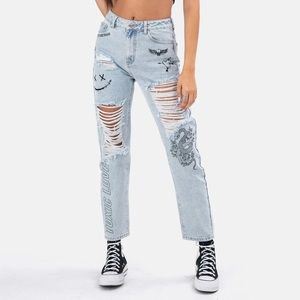 Adika “Toxic” Distressed Mom Style Jeans